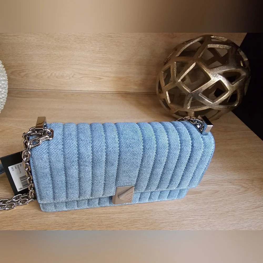 Kate Spade Deco  Light Blue Quilted Denim Shoulder Bag - Picture 6 of 13